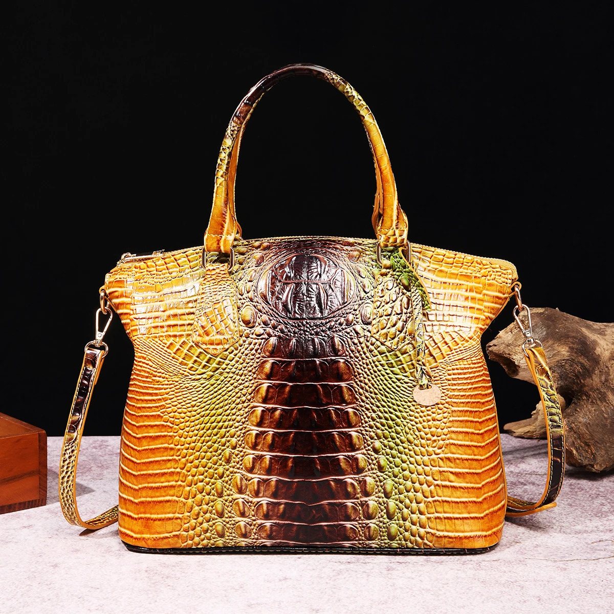 Ombre Embossed Handbag Classic Style Crossbody Bag Womens Leather Satchel Purse 251107