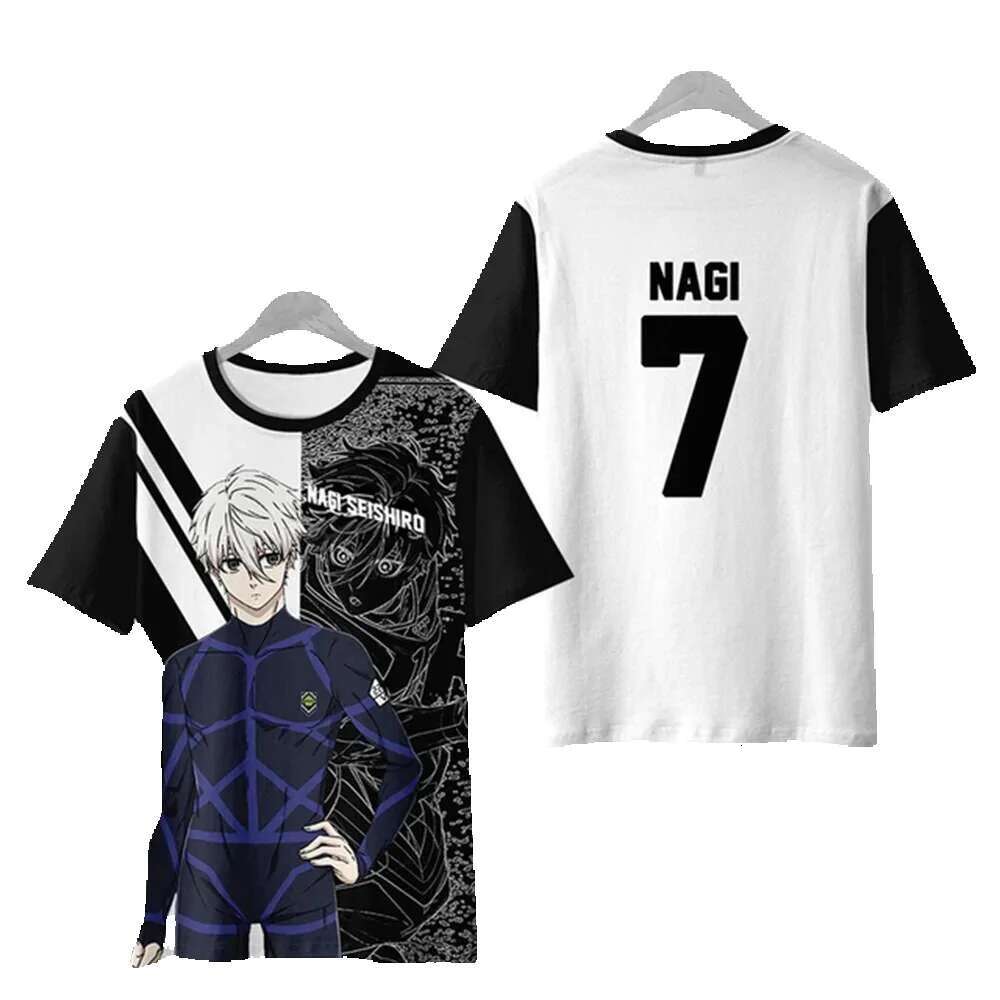 Men's women's animated T-shirts, 3D lockable blue printed streetwear, casual and fashionable