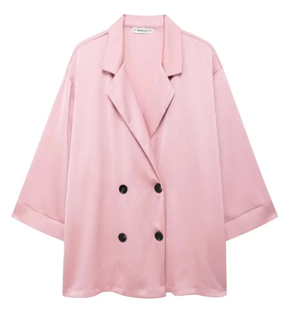 Spring and summer womens double chest sports shirt elastic waist wide leg pants twopiece set casual loose sleepwear 250407