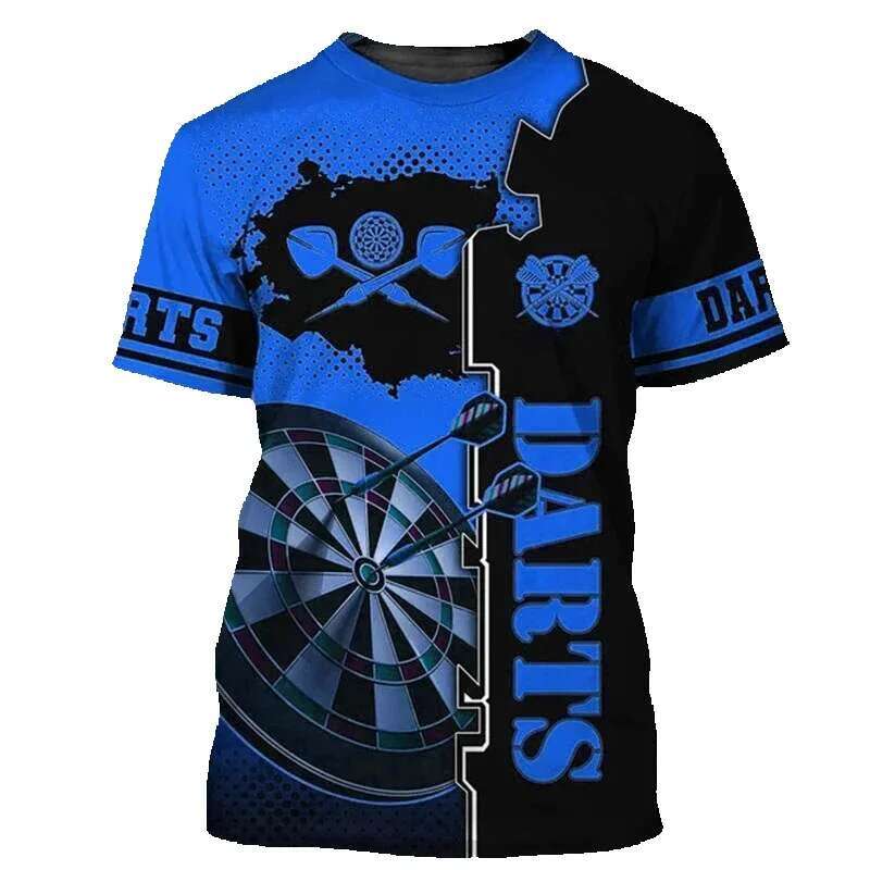 Set Men's Fashion Short Sleeve 3D Printed Street Style T-shirt Summer Dart Platinum Pattern Hip Hop Casual Top
