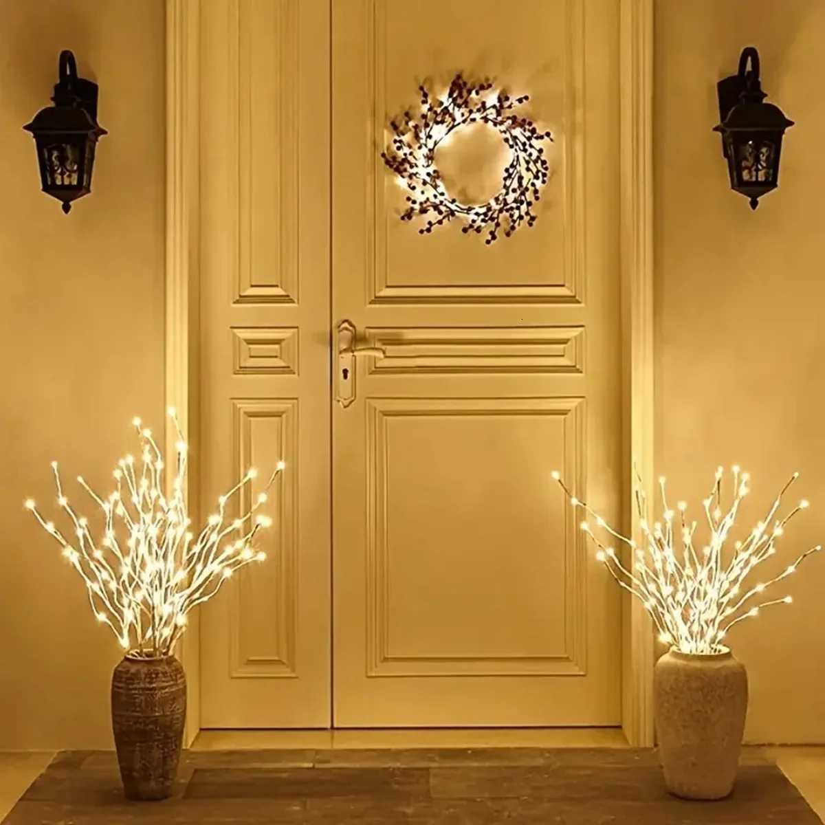 1 PC White Birch Branch Lights Battery Operated 20 LED Fairy Lights Willow Branches for Home Bedroom Inside Outdoor Decoration W251107