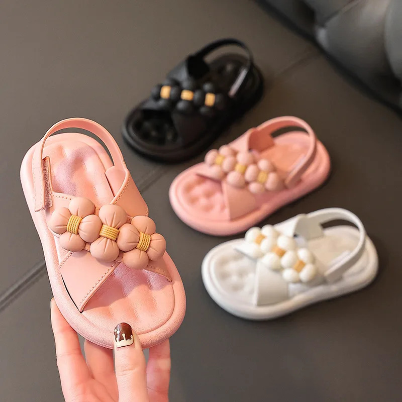 Kids Girls Sandals Platform Flats Princess Flower Childrens Baby Summer Shoes Pink Soft Footwear Fashion kids Beach EVA shoes 250407