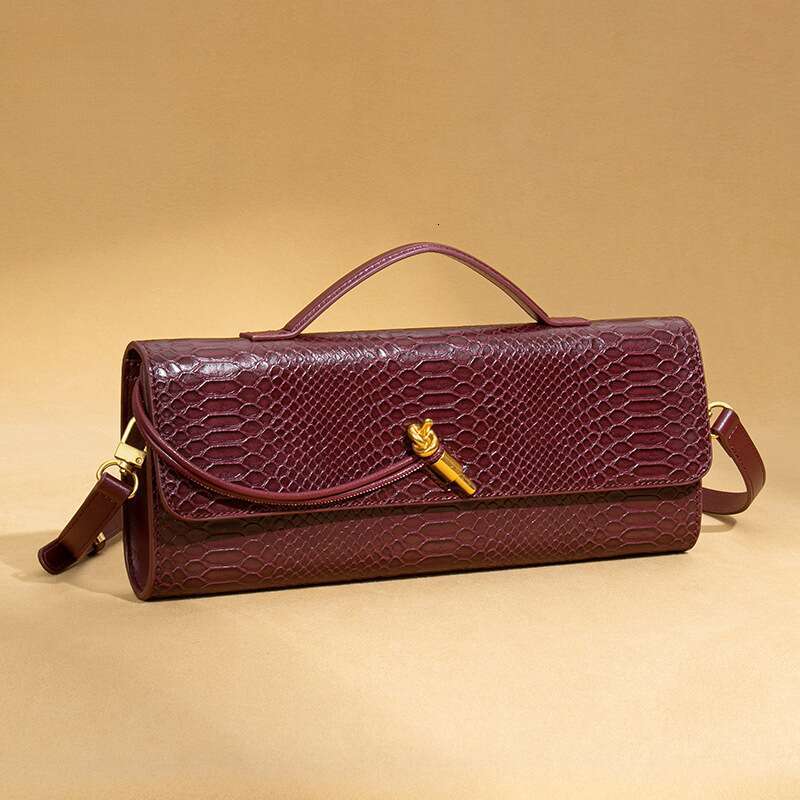 High end Handheld Banquet Bag for Women, Horizontal Version, Trendy Stone Pattern Bar Retro niche Single Shoulder Crossbody Bag, 2025 New Casual and V