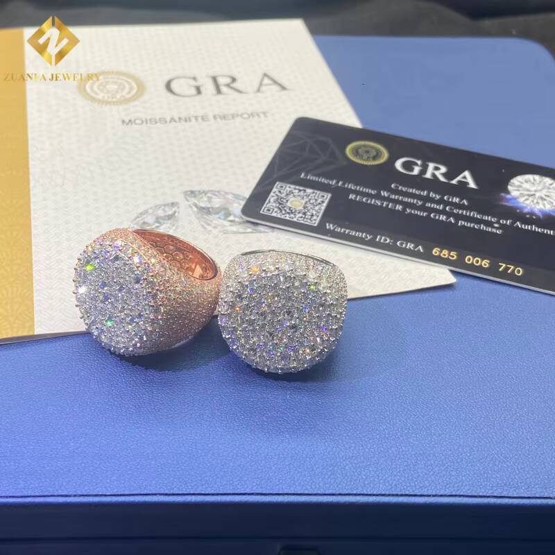 Fashion HipHop Style Moissanite Ring Men VVS Moissanite Ring Jewelry Gift 925 Sterling Silver Moissanite Ring Past Diamond Test