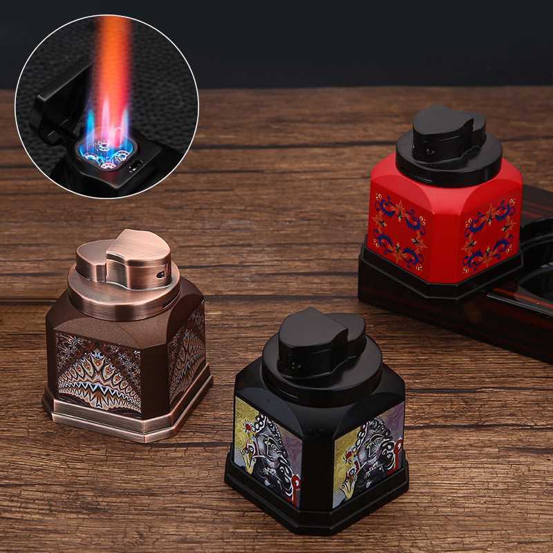 New Windproof Gas-Electric Plasma Type C USB Rechargeable Lighter Gift Men Folding Gun Butane Torch Turbo Jet Flame Cigar Lighter Y250228