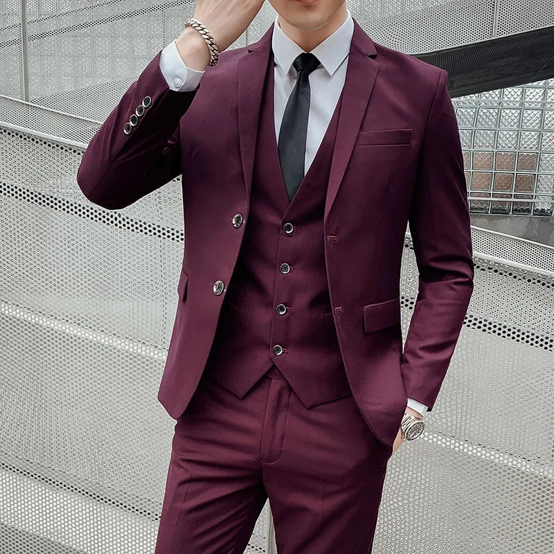 Mens Business Gentleman Fashion Ultra Thin Work Solid Color Plus Size Fair Dress Wedding Mens Set 250402