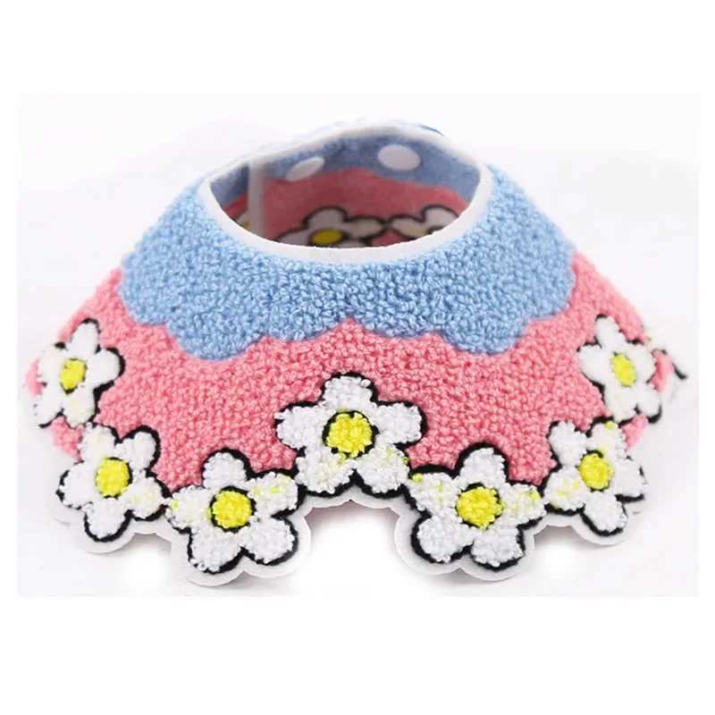 High Quality Pet Saliva towel cute flower bow puppy collar bib beautiful curved design puppy scarf adjustable puppy pet accessories T250407