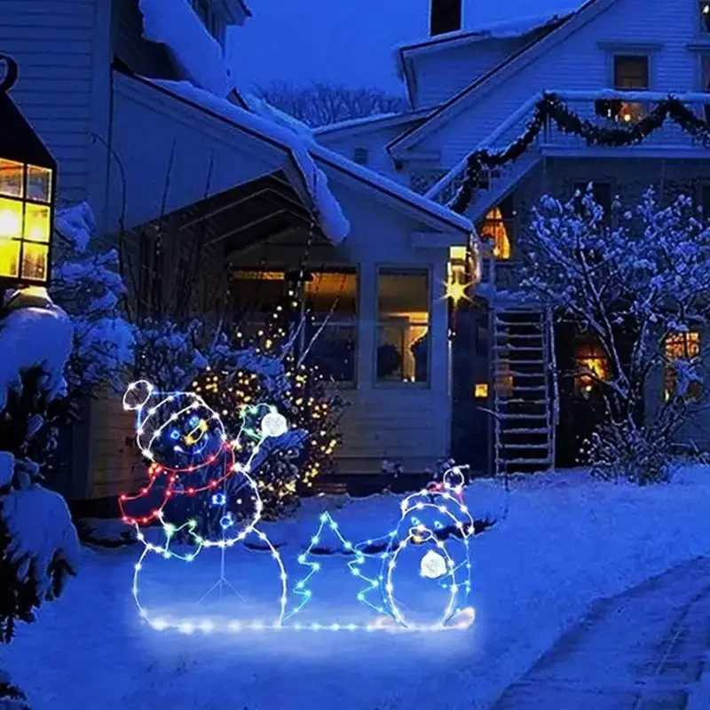 Animated LED Snowman Ornament with Glitter Light for Christmas and Holiday Party Winter Garden Yard Outdoor Decor W251107