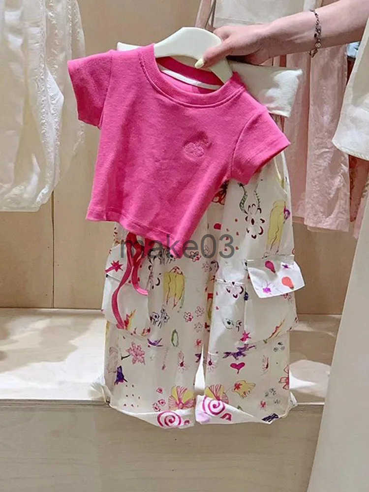 Summer Shorts Top Kids Cartoon Casual Pants Childrens Set Girls Clothing 2 to 8 Years J250403