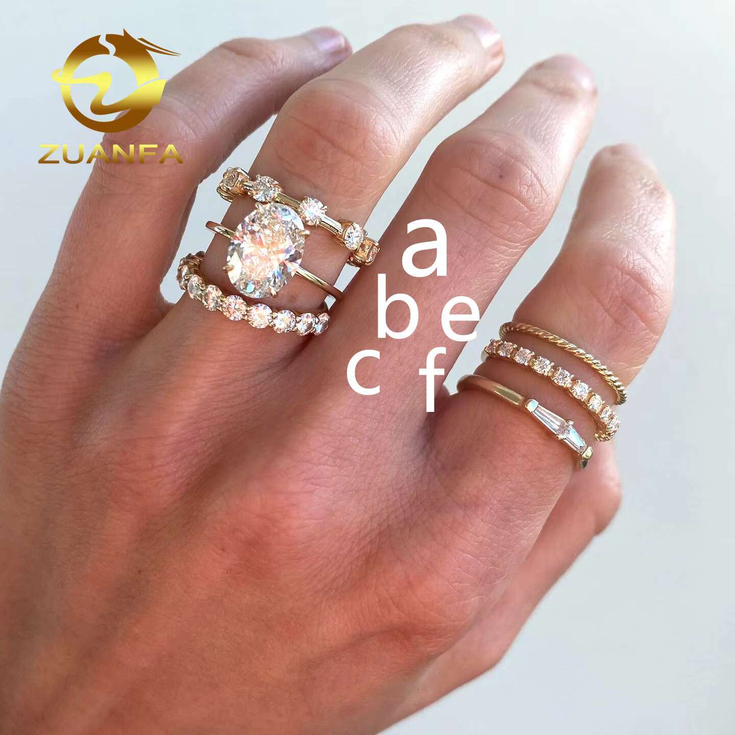 VVS Moissanite Jewelry With GRA Certificate Luxury 925 Wedding Band Diamond Ring White Gold Plated Fine Jewelry Ring for Women