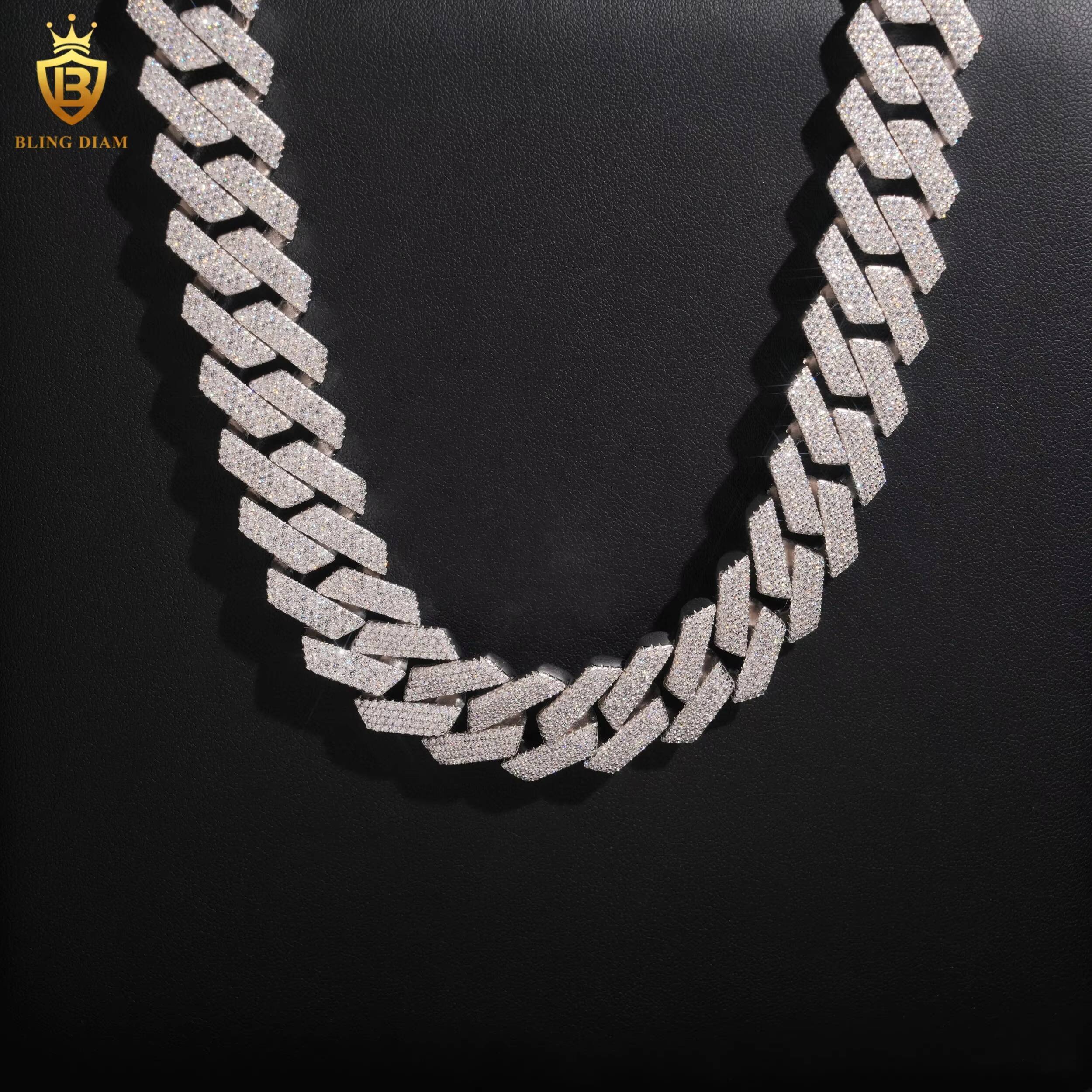 Luxury VVS Moissanite Diamond 20mm Fashion Hip Hop Fine Jewelry Iced Out GRA Certificated Necklace Miami Cuban Link Chain