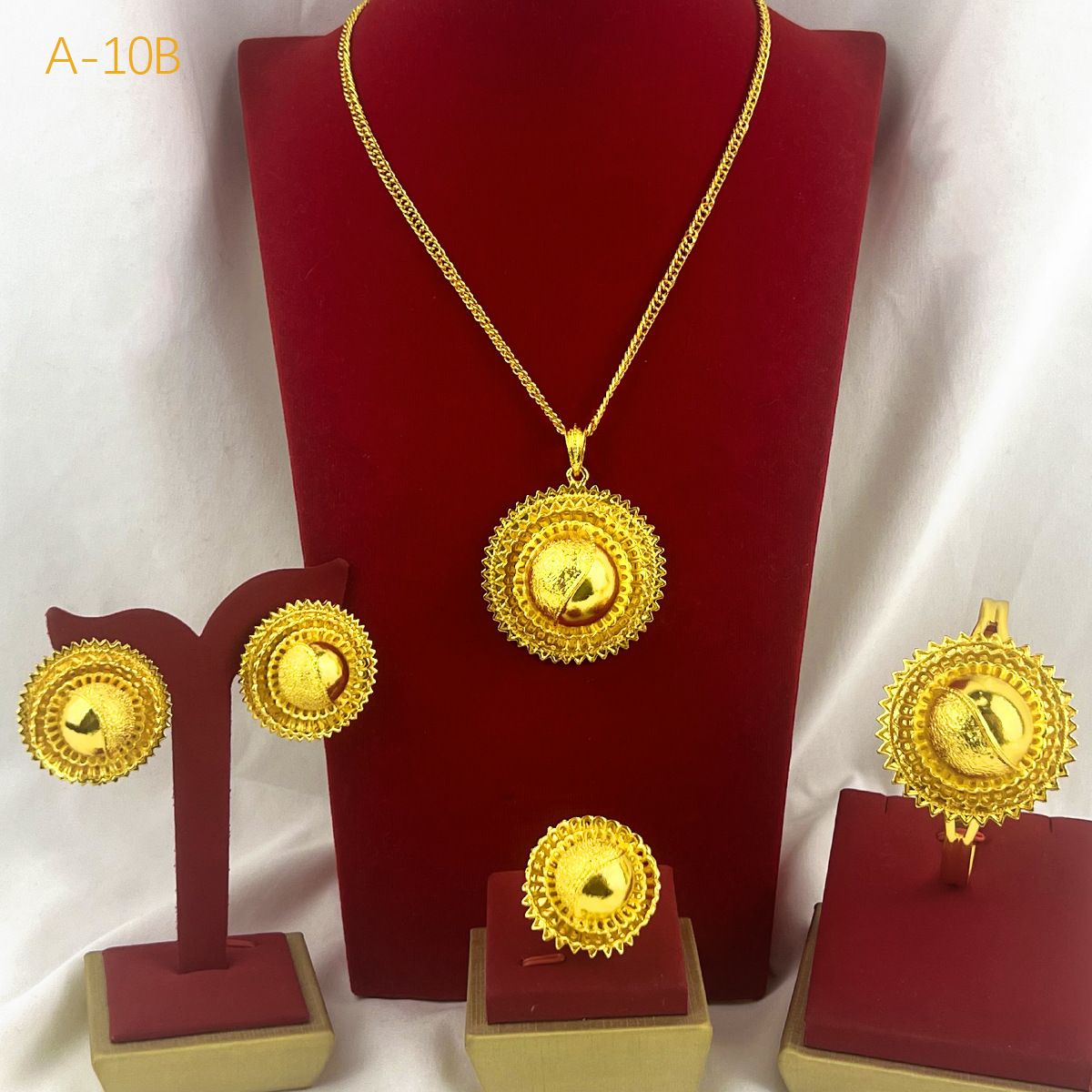 18k Gold Plated Jewelry Sets For Women Ethiopian Fashion Necklace Earrings Bracelet Ring Jewellery Set Wedding Party Gifs 241120