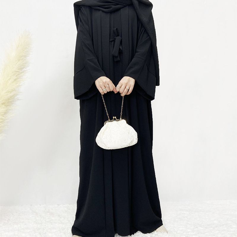 D431Stylish Dubai Inspired Women's 2 Piece Outfit Flowy Robe & Waist Belt Combo
