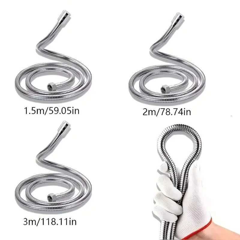 Shower Hose 15/2M Black/Silver ible Shower Hose Stainless Steel Long Bathro Shower Pipe Extension Bathro Accessories Y251107