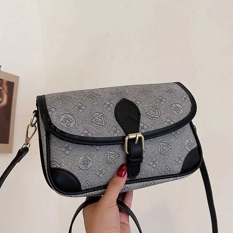 2025 Womens Commuter Bag Shoulder Crossbody Small Square Style Retro Old - flower Print Wide Shoulder Strap Chic Armpit BagW251107
