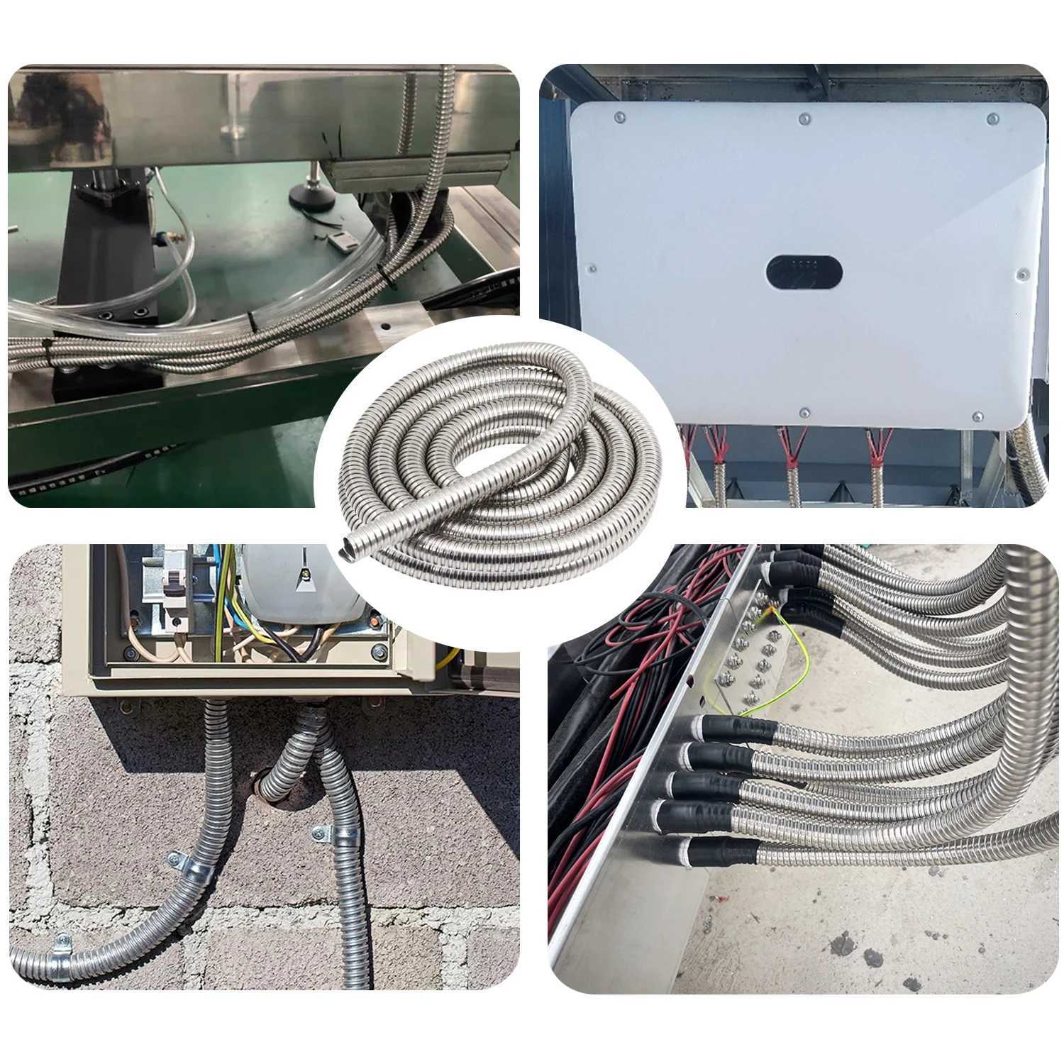 eter 4/6/8/10/13/16/20mm 304 Stainlesss Steel Corrugated Pipe Wire Line Cable Conduit Protect Hose Tube Y251107