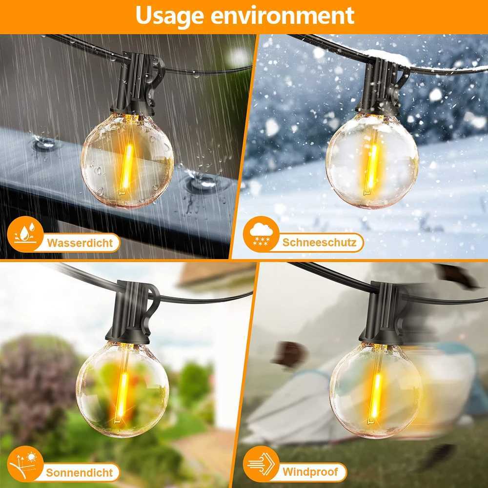 G40 Outdoor LED String Light EU Plug Shatterproof IP65 Waterproof Garden String Light for Christmas Party Patio Decor Atmosphere W251107
