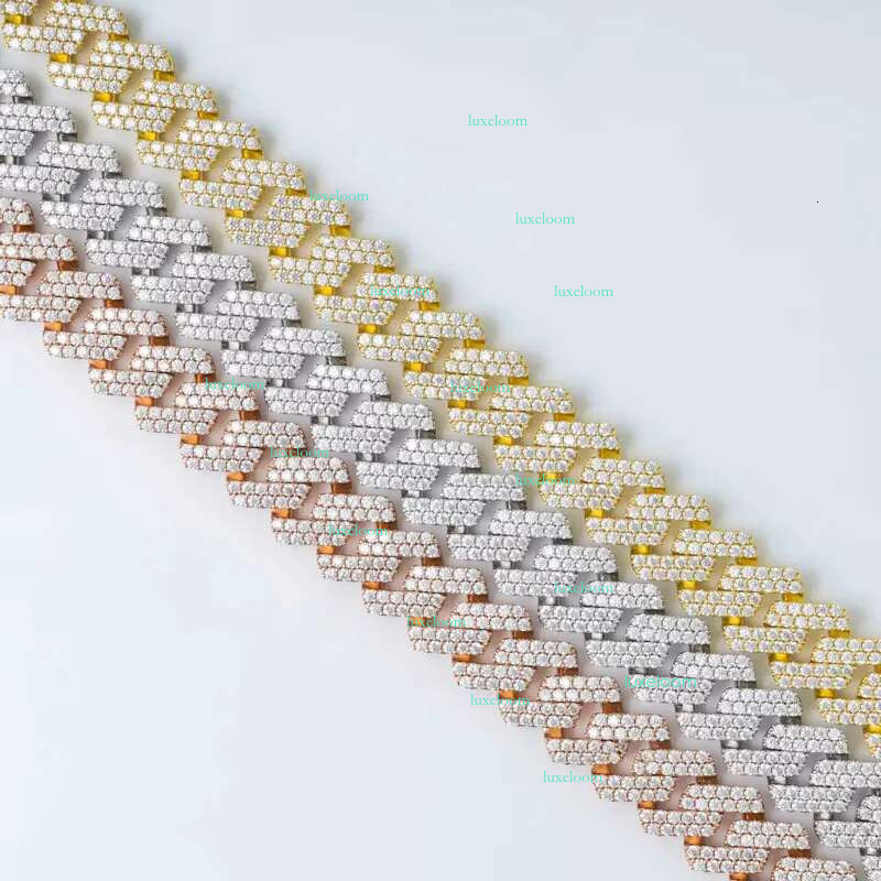 15mm Necklace Moissanite Sterg Sier Cuban k Chain VVS Quality Fast delivery