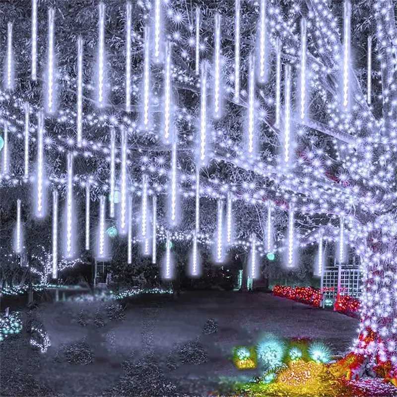 220V/110V LED Meteor Shower Lights Meteor Rain String Lights Wedding Christmas Outdoor Street Tree Decoration Holiday Lighting W251107
