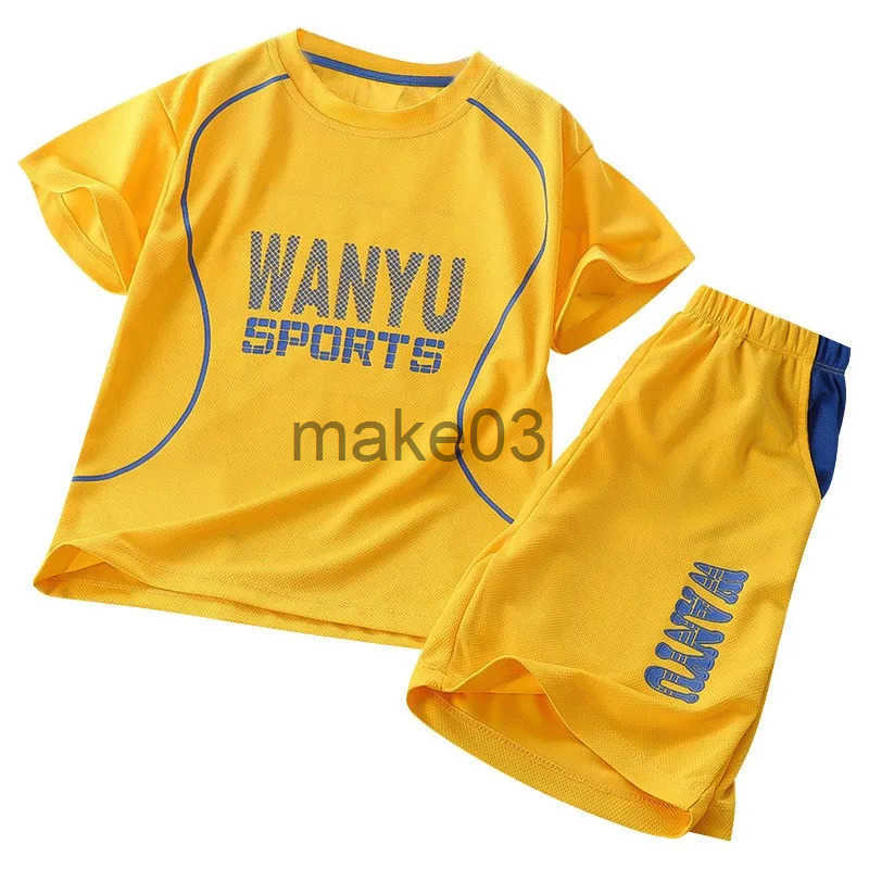 Childrens tennis track and field suit summer short sleeved two-piece 4y-12y childrens sports set boys T-shirt+shorts J250403