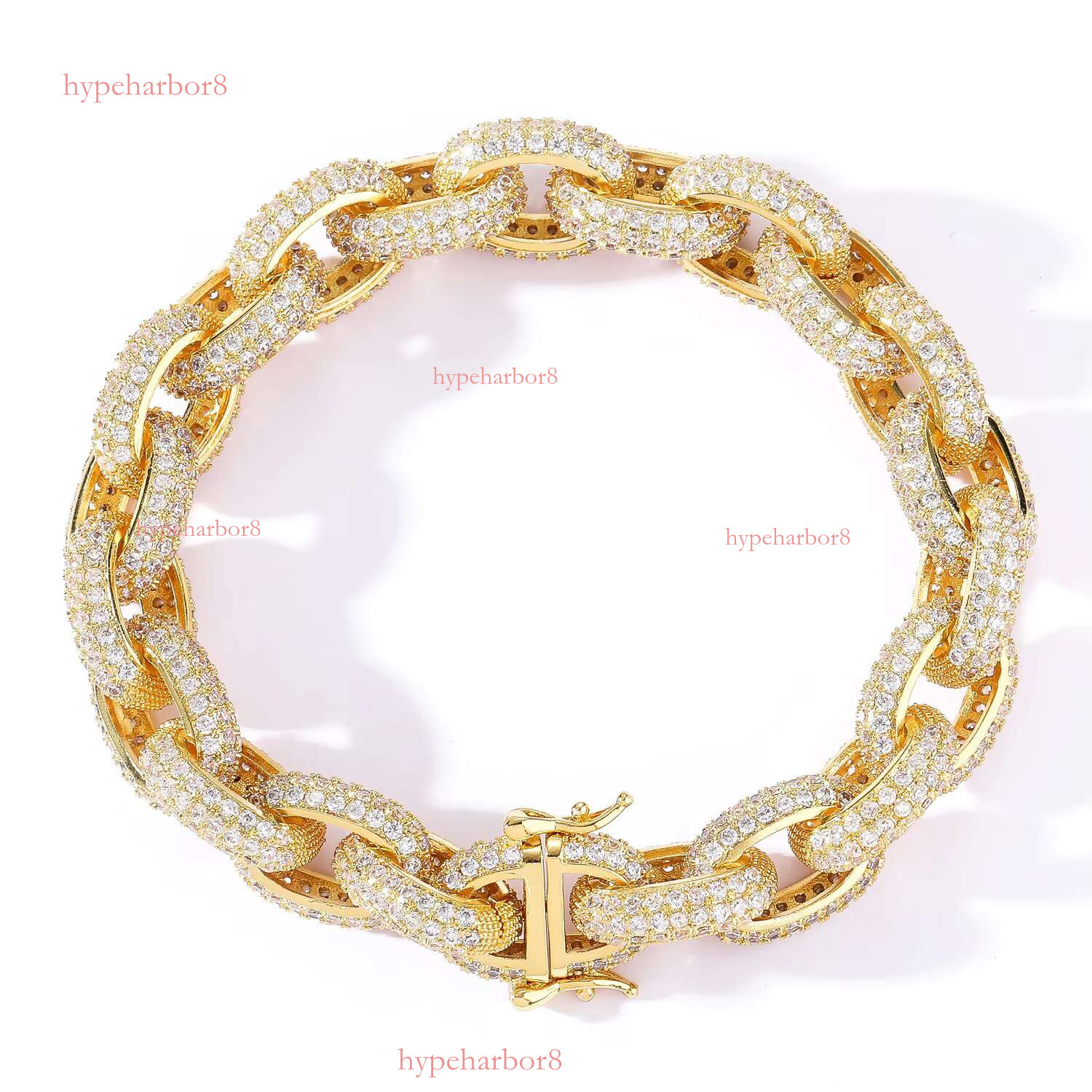 Men's O Cuban 13mm Copper Cross Chain Necklace Ice Inlaid Dia Gold Hip Hop Jewelry