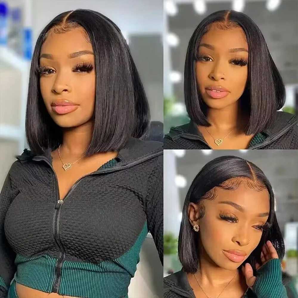 Short Bob Wig Transparent Lace Frontal Wigs Human Hair 100 Straight Bob Wigs Pre Plucked 13x4 Lace Front Wigs For Black Women W251107