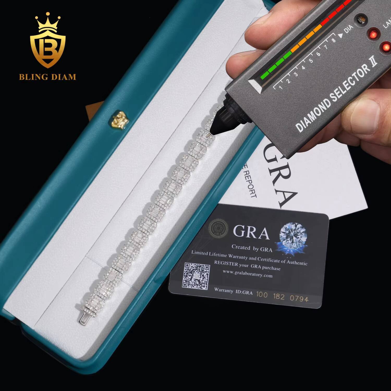 D Color VVS Moissanite Diamond Sterling Silver 925 9MM Lab Grown Diamond Bracelet Moissanite Cuban Link Bracelet