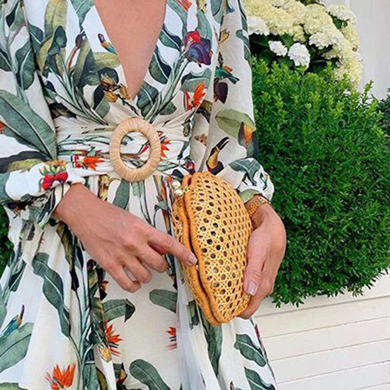 Wish Fashion Women's Clothing 2025 Summer New Deep V Off-Shoulder Printed Irregular Dress