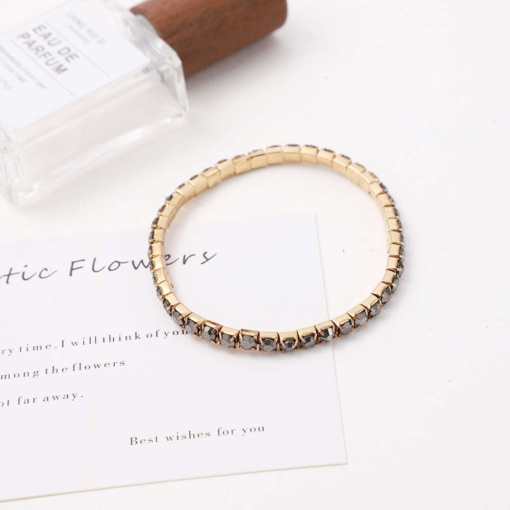 New jewelry set with zircon hot stone bracelet for women, fashionable, simple, high-end, single row full dia tennis chain