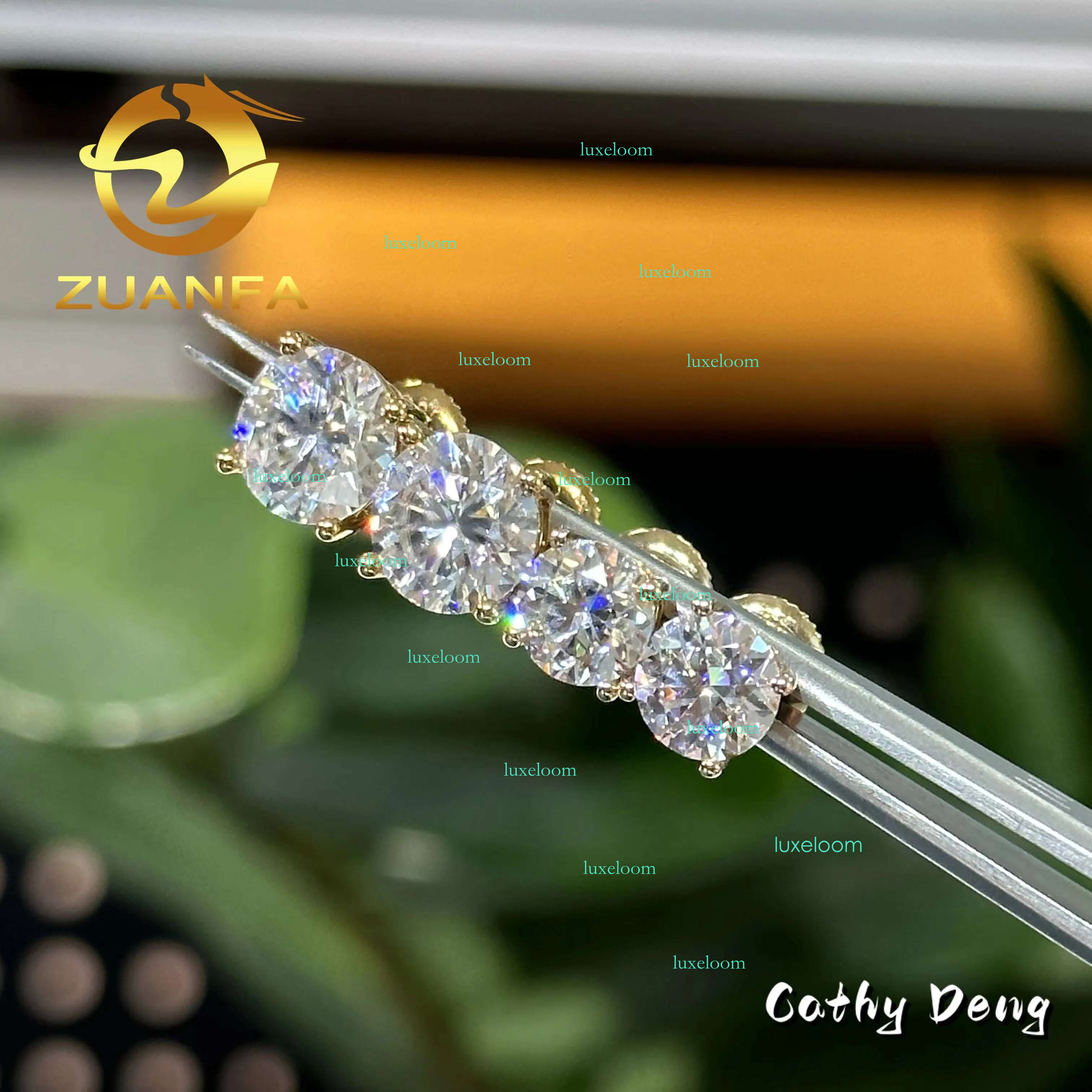 Gold Plated DVVS Moissanite earrings Screw Back Round cut 4 Prong Stud Earrings Sier Hip hop Earring for men and women
