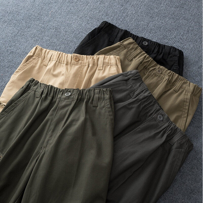 Men's Work Cargo Pants Cotton Zipper Pocket Big Size Sports Casual Trousers Training Outdoor Hiking Pants Bottoms XXXXXL Plus Size