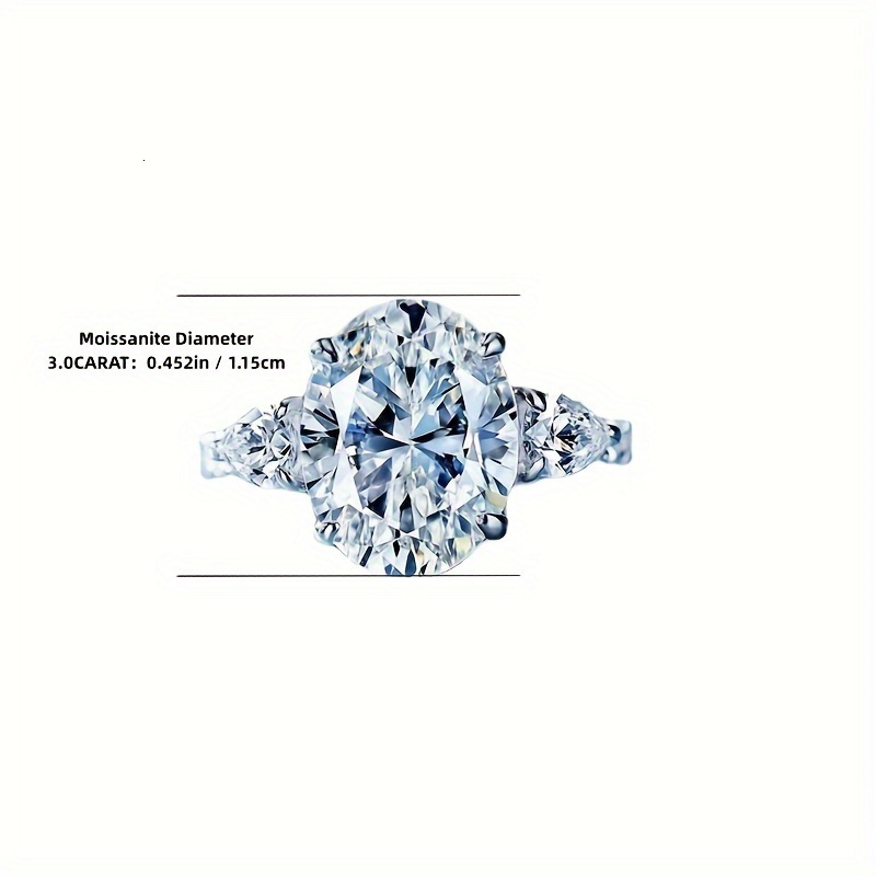 Luxury Brand Designer Jewelry 925 Silvery Shiny 3-ct Moissanite Ring, A Fashionable Women's Ring, A Daily Outfit Gift, An Anniversary Fashion Par