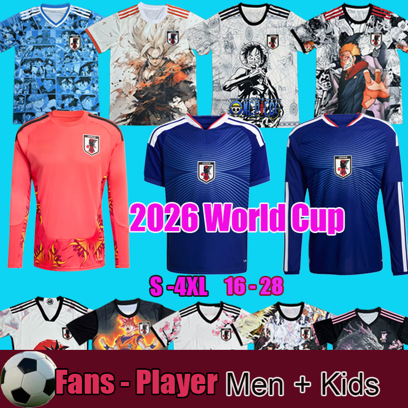 2026 World Cup Japan Soccer Jerseys Men home away training clothes Japan Cartoon version T Shirt Men Youth Customized Football Shirt for 26 men kids kit
