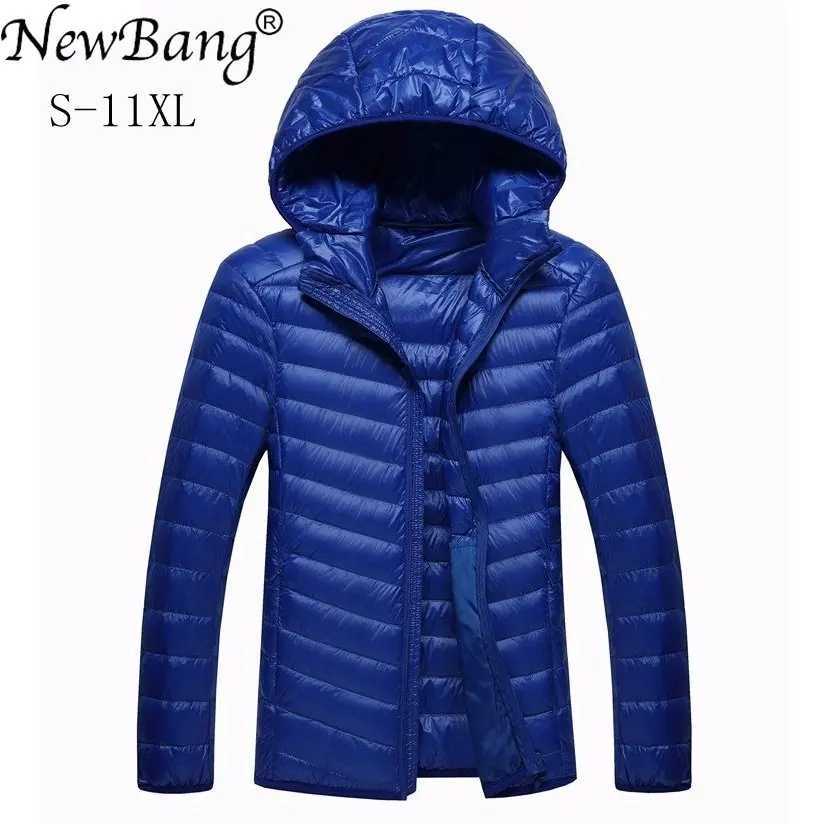 NewBang 9XL 10XL Mens Large Size Down Coats Ultra Light Down Jacket Men Lightweight Feather Hooded Warm Portable Winter CoatT251107