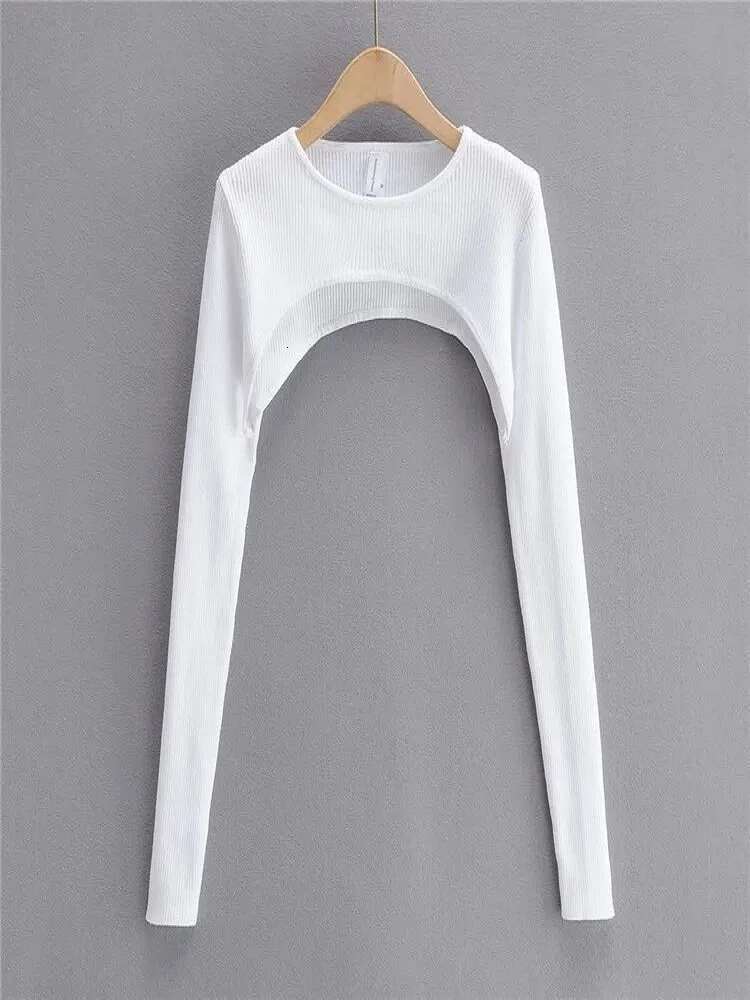 Y2k Aesthetic Clothes O-Neck Black White Sexy Haruku Knitted Tshirt 2024 T-Shirts Women Long Sleeve Crop Top Spring Autumn