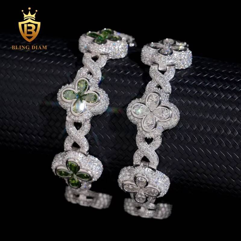 Lab Grown Diamond Bracelet D Color VVS Moissanite Diamond Sterling Silver 925 18MM Moissanite Cuban Link Bracelet