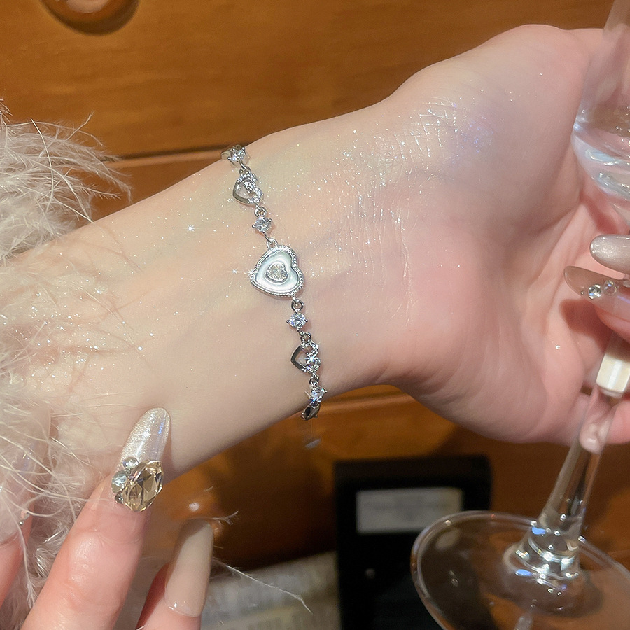 Hollow Heart Zircon Pull-out for Women, Fresh Fashionable, Versatile, Light Luxury, Simple and High-end Feel, Bracelet Jewelry - view 4