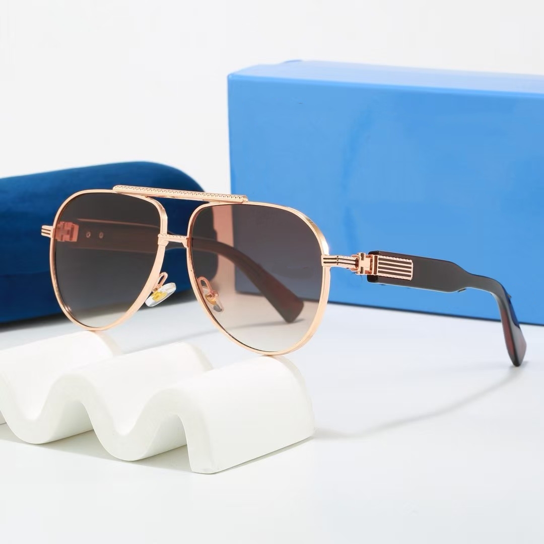 G2026 Sunglasses for Men Women - Oval Pilot Style with Gold Frame and Sun Glass Lenses Eyewear Z260306