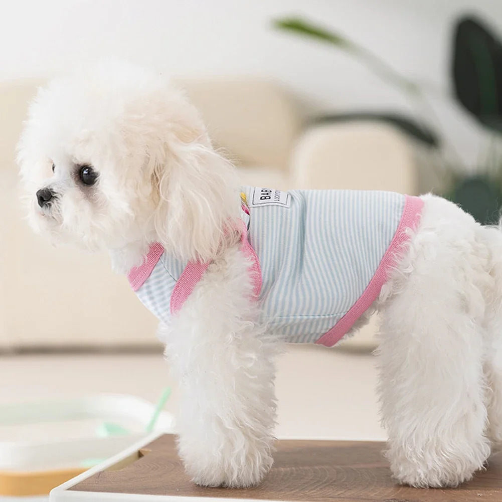 1Pc Dog Clothes Summer Breathable Vest Medium and Small Dog Clothing Teddy Schnauzer Pure Cotton Clothes 250402