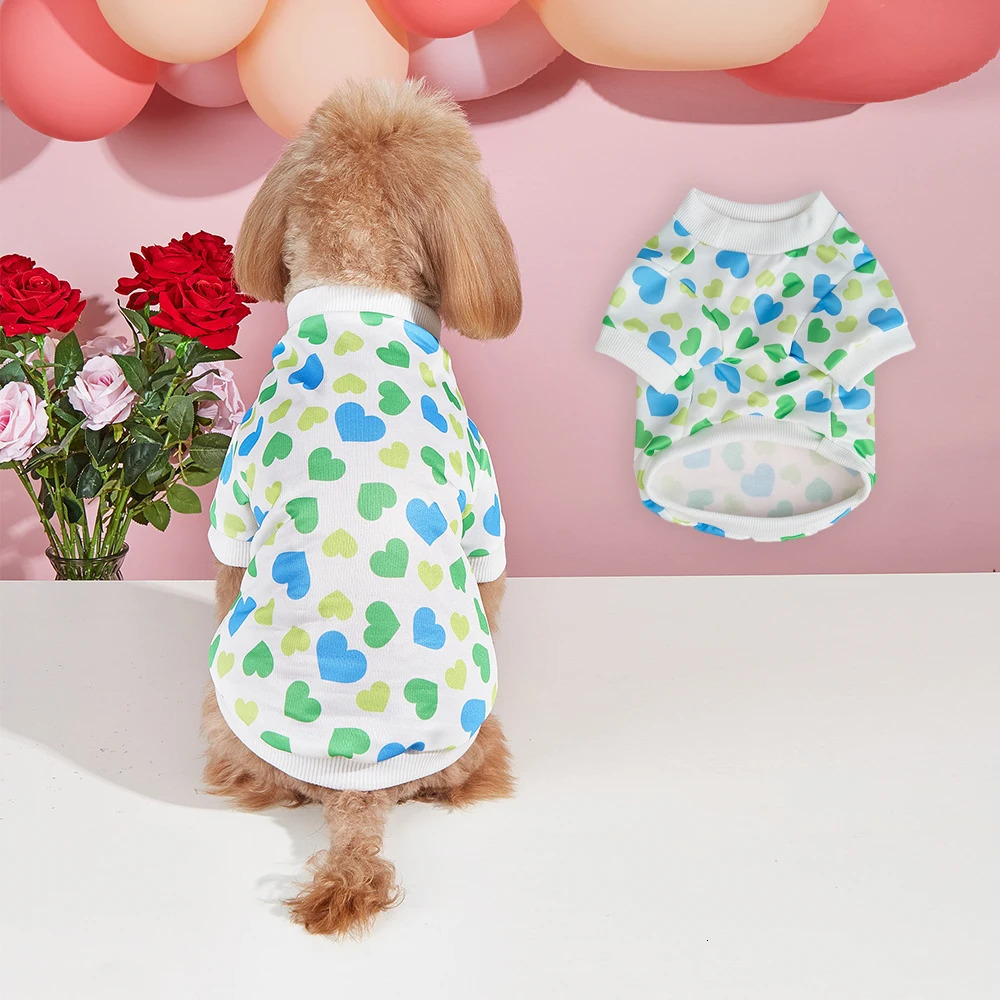 1 Piece Dog Clothing with Heart Pattern Breathable Dog Vest - Prevents Lice Reduces Hair Loss 250407