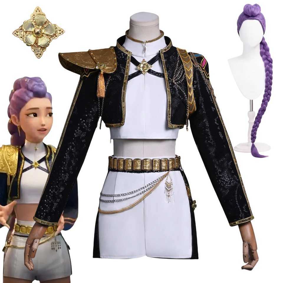 Anime KPop Rumi Cosplay Costume Wig Woman Black White Uniform Christmas Halloween Party Clothing W251107