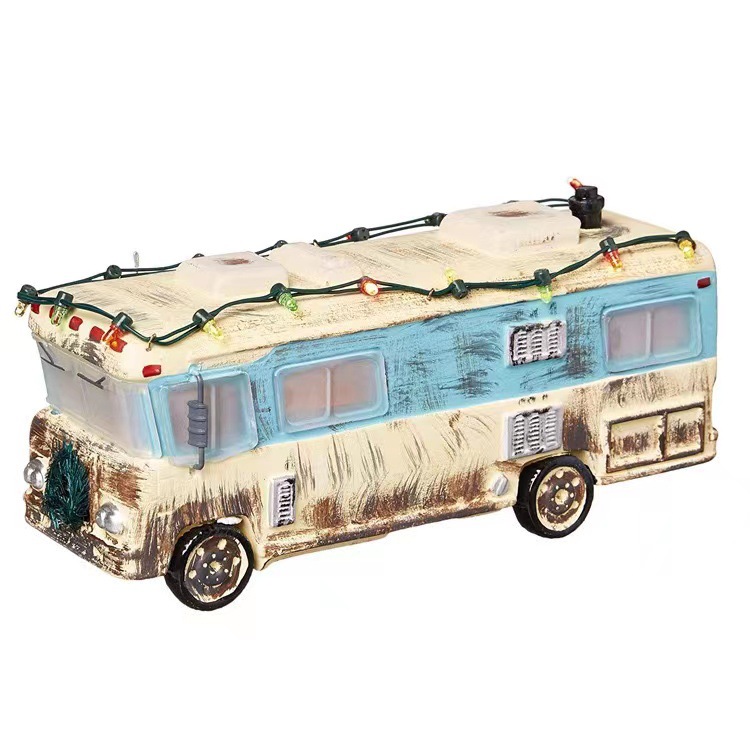 Decorations Brightly Lit Building Christmas snowman doll craft ornament garden decoration country street scene resin ornament Santa Claus Car House