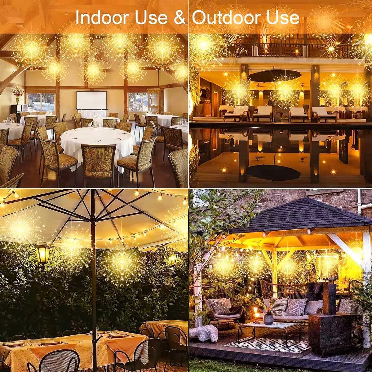 1PC Hanging Solar Firework Lights 480LED Starburst Lights Outdoor Waterproof String Lights 8ModesChristmas Halloween Decor W251107