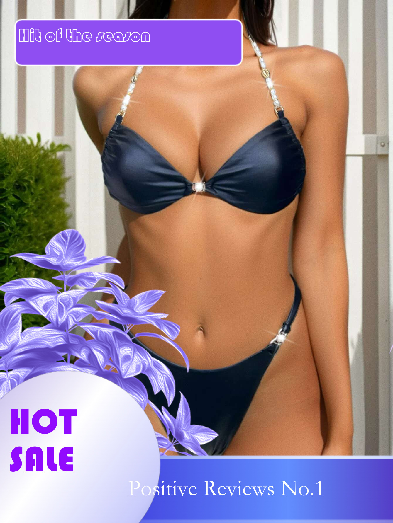 Dongdumaoyi Luxury Pearl Shell Chain Bikini Set Women Sexy V Neck Suspender Halter Backless Two Piece Swimsuit Beach Vacation Bathing Suit