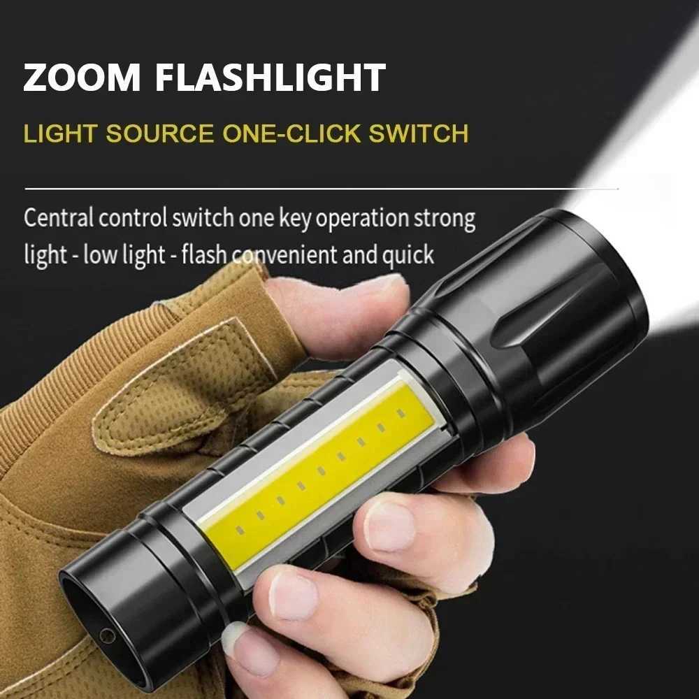 BALDR Mini Rechargeable LED Flashlight COBXPE Portable Torch Zoomable Light Tactical Flashlight outdoor Camping Fishing LanternW251106