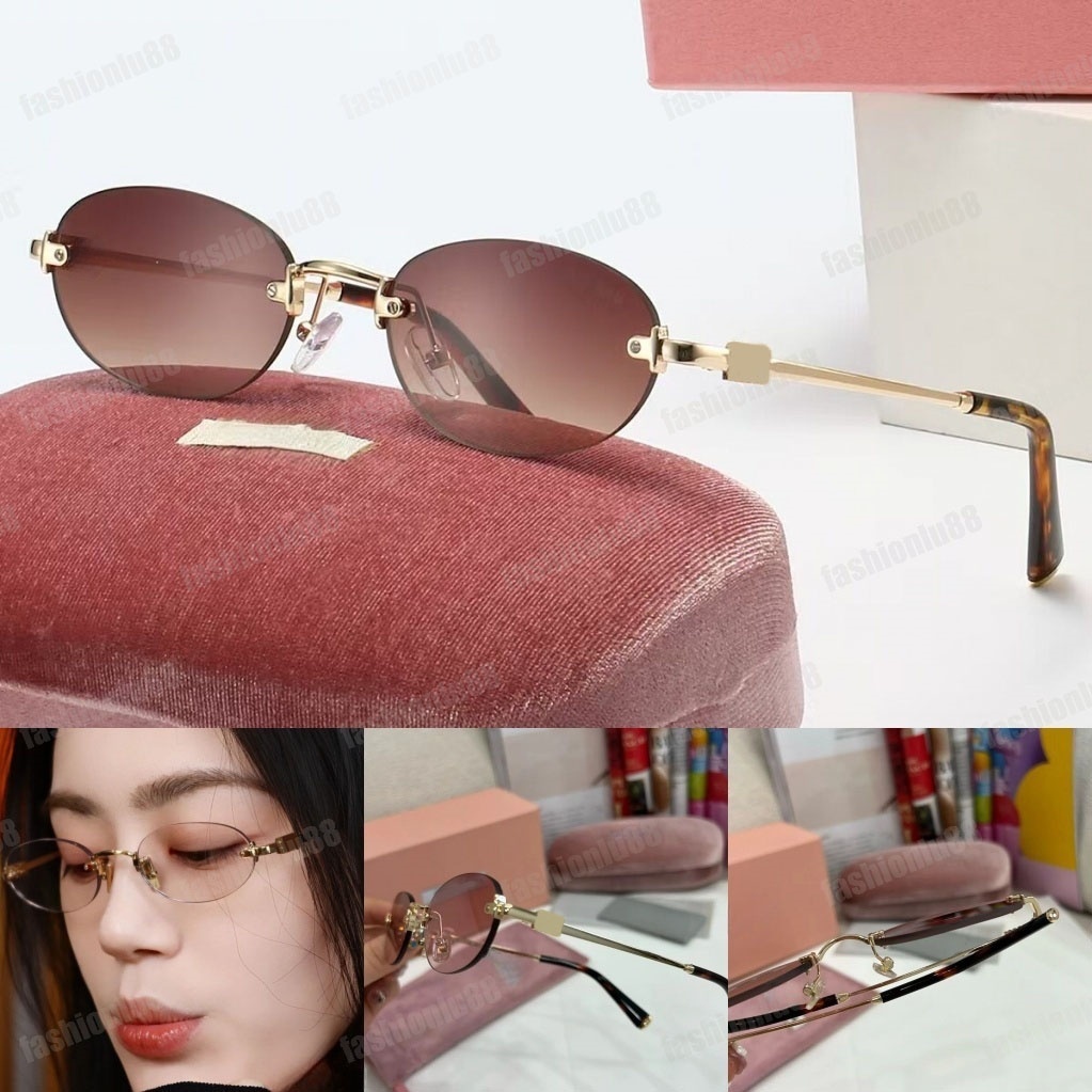 Rimless designer sunglasses women designer glasses oval metal frame eyeglasses high quality lunette simple luxury sunglasses mens clear black summer new a54 fa194