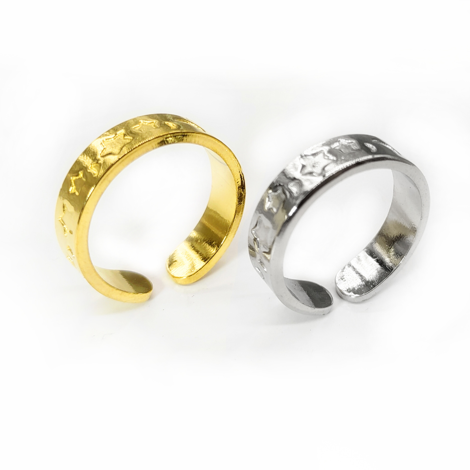 Top Source Wind Light Luxury Titanium Steel Moon Star Ring with Adjustable Opening, Women's Color Will Not Fade