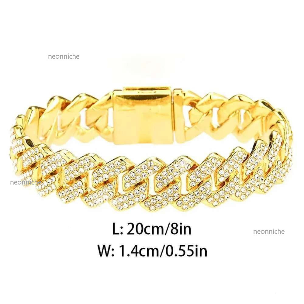 Hip Hop Shiny 15MM k Women Men Sier Color Rhie d Out Cuban Chain Punk Jewelry Necklace GiftXJ250219