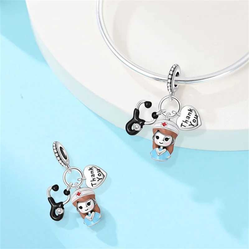 Original 925 Sterling Silver Charm Beads Medical Series Doctor Nurse Caring For Teeth Pendant For Bracelet Fine DIY JewelryXJ251107