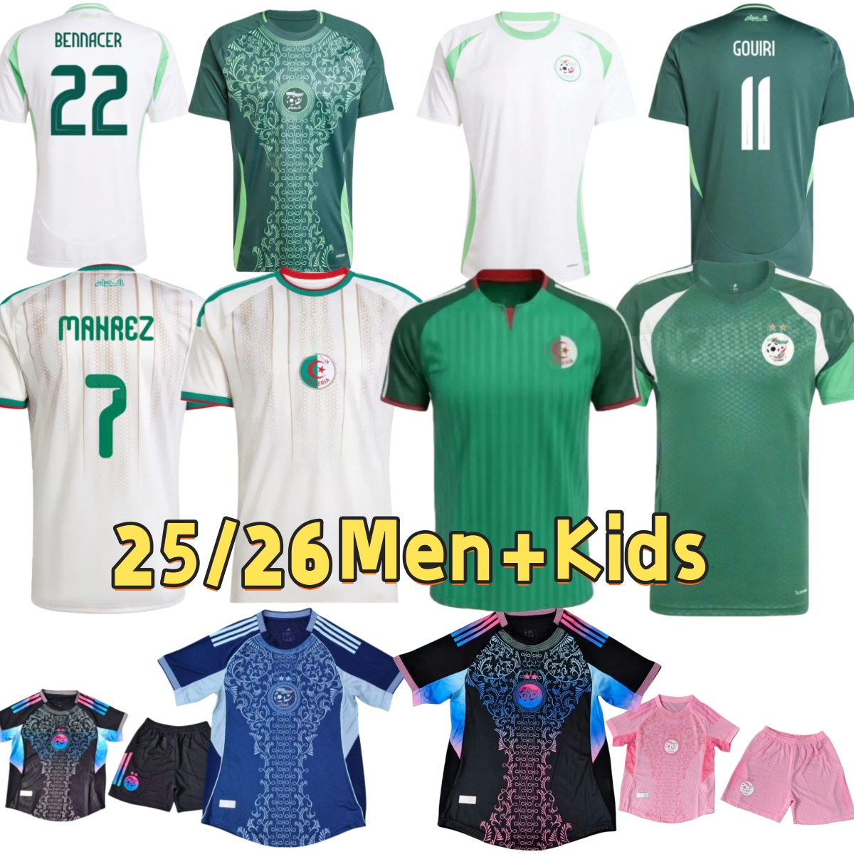 24 25 26 Algerie soccer jerseys 2025 2026 Fans Player version AIT NOURI AOUAR BENSEBAINI Algeria men kids kits maillot de football shirts training uniforms top
